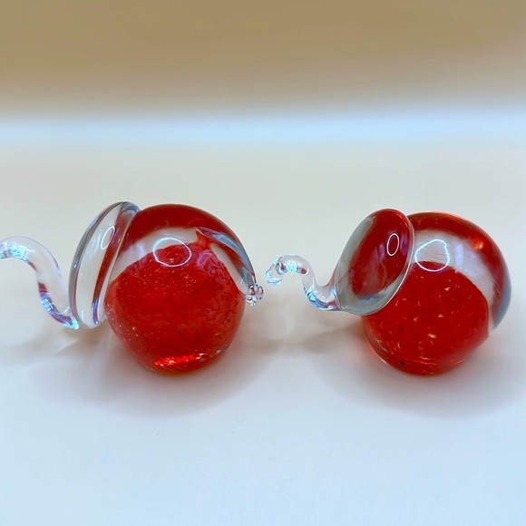 Set of 2 Chech glass figurines happy good luck elephants red. - Picture 6 of 12